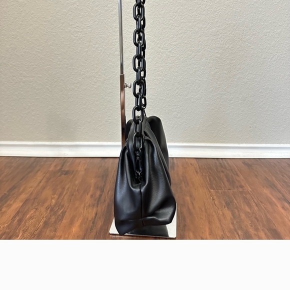 BADGLEY MISCHKA Black Chain Shoulder & Clutch Bag VEGAN Leather Cruelty Free - Picture 4 of 16